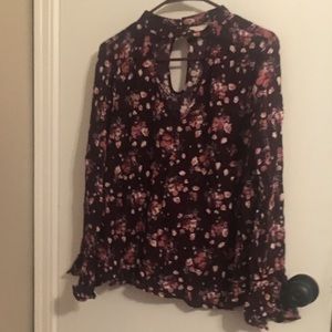 Burgundy floral blouse